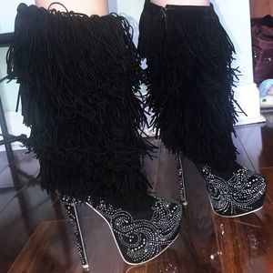 Alba footwear knee high fringe boots